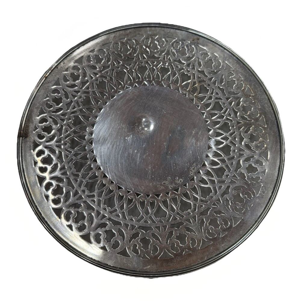 Vintage Sheffield Repro SILVER Plated Round Serving Dish Trinket Gothic Romantic